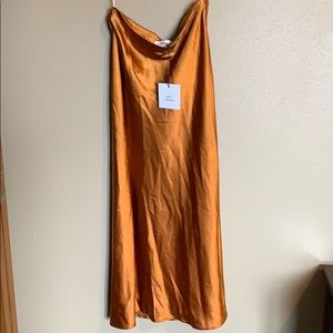 Burnt orange silk skirt